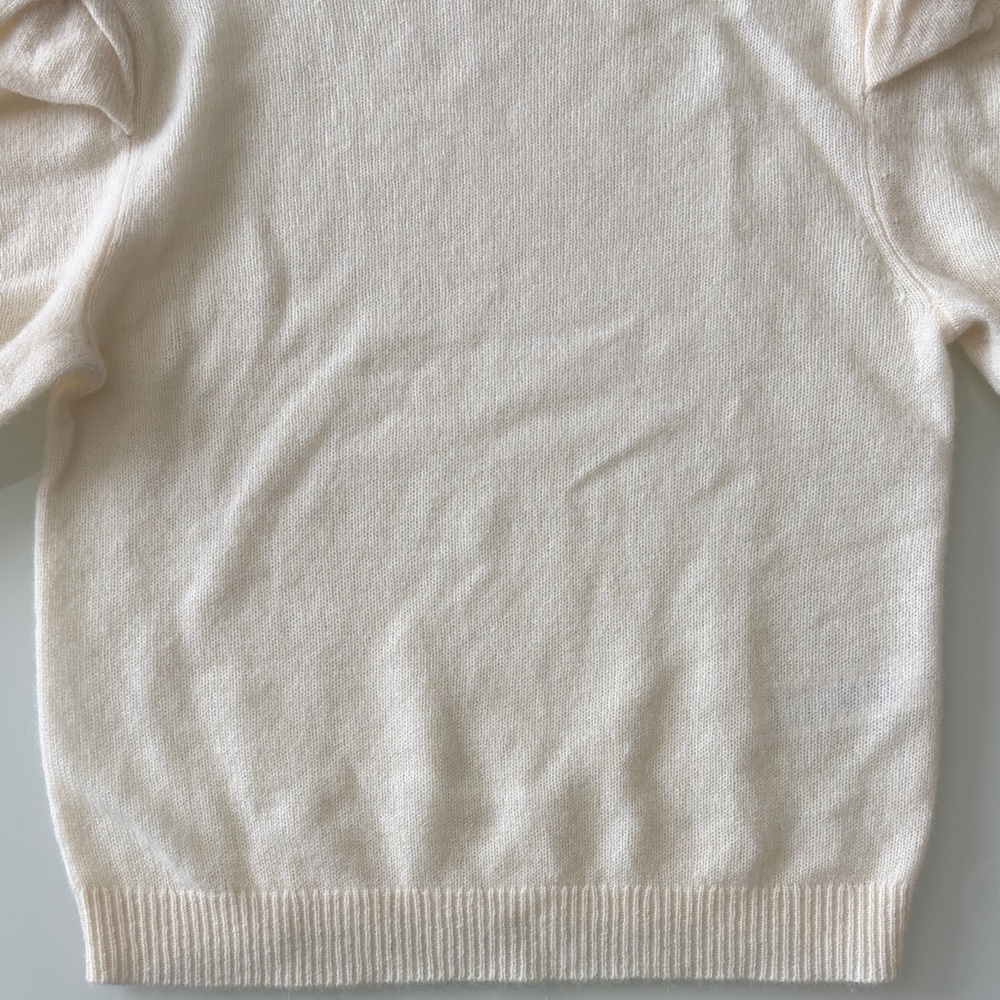 Frame Denim Cream Puff Sleeve Crewneck Sweater - Picture 4 of 7